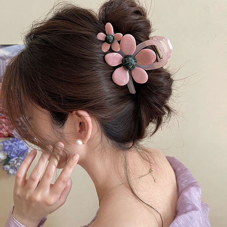 Super hada organza flor perla pinza para el cabello pinza dulce y elegante pinza de tiburón estilo literario de nicho accesorios para el cabello