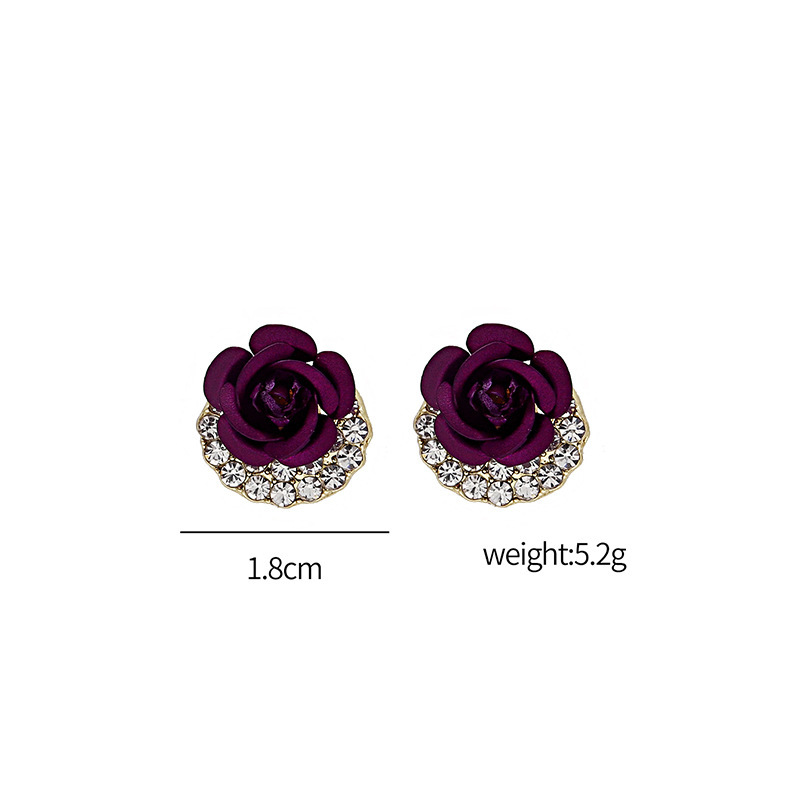 Simple Style Flower Alloy Plating Rhinestone Earrings 1 Pair display picture 1