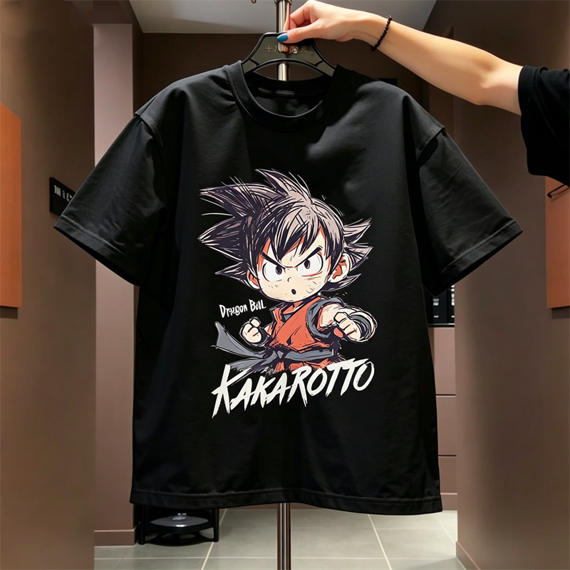 100% pure cotton 2026 summer new heavy-duty short-sleeve T-shirt for men, Japanese style Dragon Ball trendy brand printed versatile T-shirt