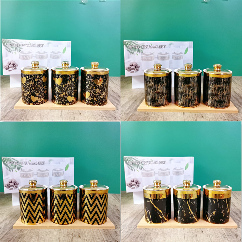 Exportación cerámica sellado tarro cocina almacenamiento tarro con tablero de madera café té tarro granos almacenamiento tarro traje
