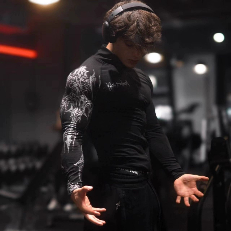 Breathedivinity Cross-Border Popular Autum Fitness Long-Sleeved Men's High-Elastic Tight Top Half-Zip T-Shirt Breathedivinity Cross-Border Popular Autum Fitness Long-Sleeved Men's High-Elastic Tight Top Half-Zip T-Shirt