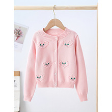 L 35208 Girls' Simple Knit Cardigan Ůͯ��Լ��֯�����羳