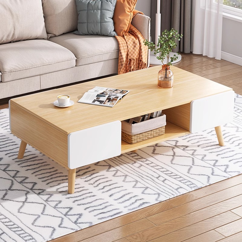 Mesa de café sala de estar casa nuevo apartamento pequeño sofá mesa de té simple casa de alquiler moderna pierna de madera maciza balcón mesa de té