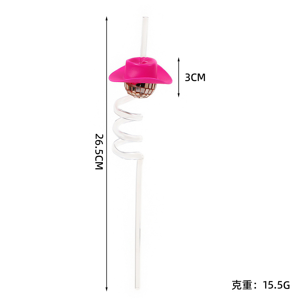 Disco bola vaquero sombrero pajita transfronteriza tema de Navidad fiesta copa de vino pajita fiesta de cumpleaños suministros de decoración