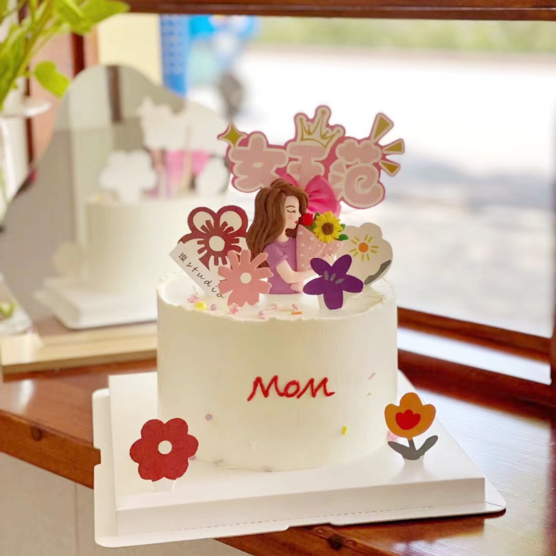 Decoración de pasteles del día de la madre Adornos de celebridades de Internet Madre Madre Niña Día de la reina Pastel de flores Plug-in Accesorios