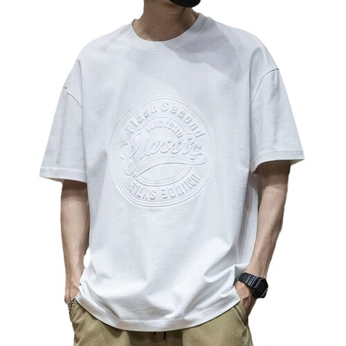 Men's Black Heavyweight Short Sleeve T-Shirt - High-end Summer New Arrival Loose Fit Plus Size Men's Half Sleeve T-shirt