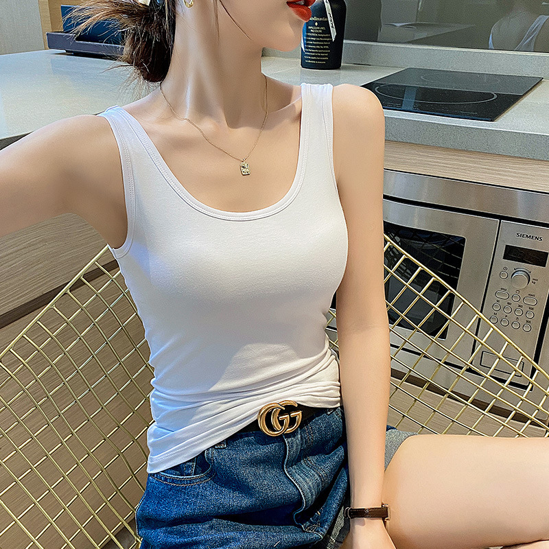 Pure Cotton White Slim-Fit Camisole for Women 2026 Summer Sleeveless Slimming Versatile Top Summer Breathable Tank Top Pure Cotton White Slim-Fit Camisole for Women 2026 Summer Sleeveless Slimming Versatile Top Summer Breathable Tank Top