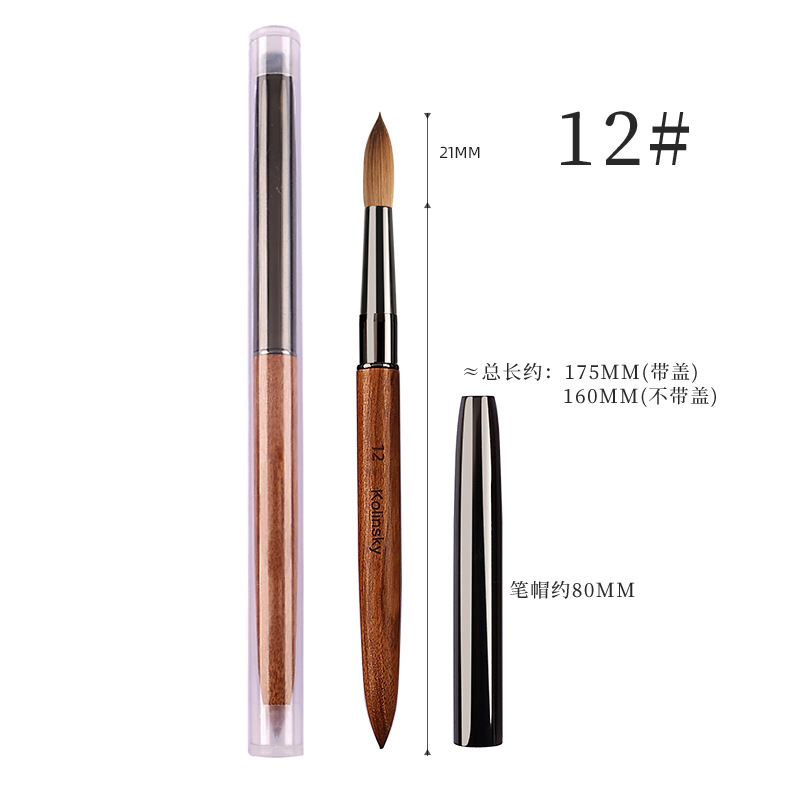 Pincel de Uñas de Pelo de Visón de Calidad Amazon, para Decoración de Uñas, Cristal, Sándalo, Kolinsky, Extensión de Uñas, Tallado de Uñas