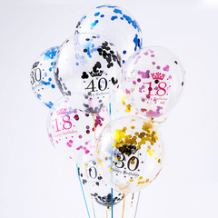 Cross-border wholesale 12-inch digital colorful sequin balloon wedding decoration birthday party internet-famous transparent sequin balloon