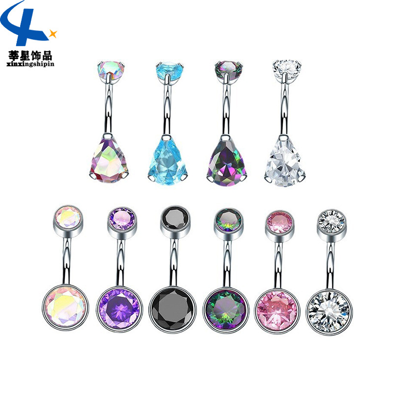 Belly button piercing with zircon, Amazon, material