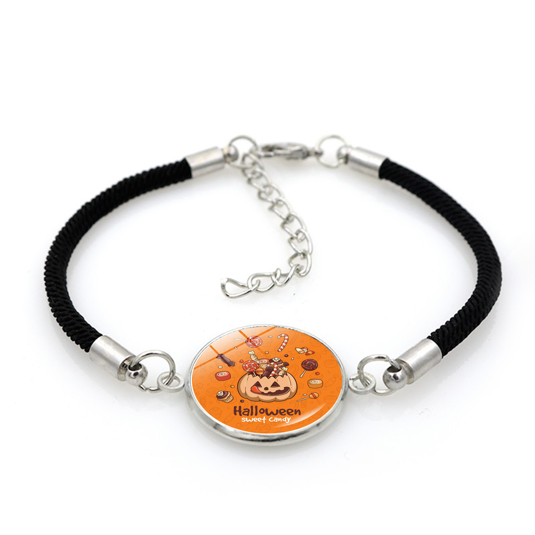 Braccialetto halloween con ciondolo zucca per feste a tema_voghion.com