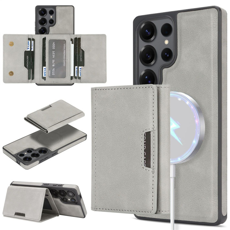 Samsung S25 Mobile Phone Case S24 Magnetic Holder 70% off Card Wallet Card Holder High-End Thin Apple 17 Protective Cover 16