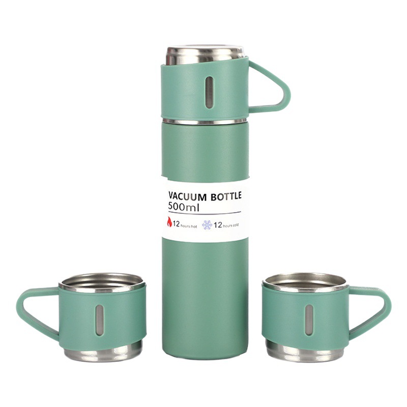 Taza de vacío de negocios de alta gama traje de tres tapas de doble uso taza de publicidad taza de agua de acero inoxidable taza de regalo puede ser logotipo personalizado