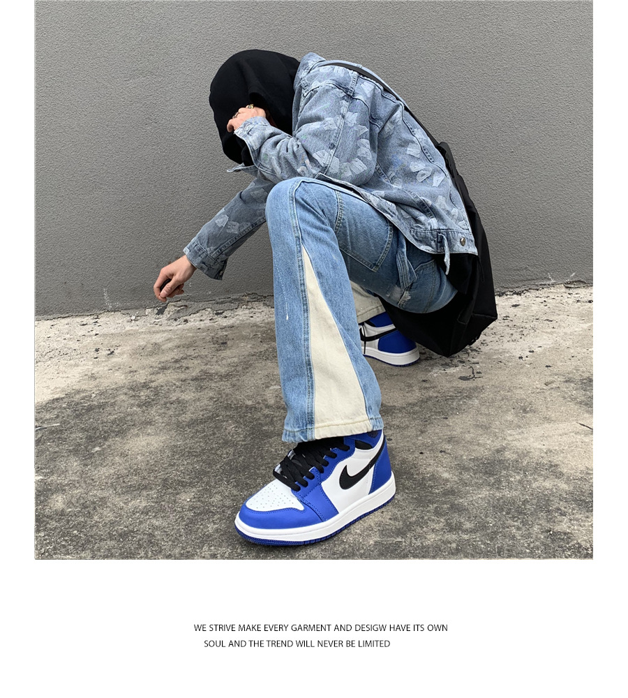 Description Picture 6 of itemFashion Patchwork Washed Blue Baggy Flare Jeans Pants Men Clothing Straight Loose Vintage Old Denim Trousers Pantalones Hombre