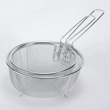 无磁不锈钢圆形手柄可折叠油炸篮 炸薯条食品厨房工具