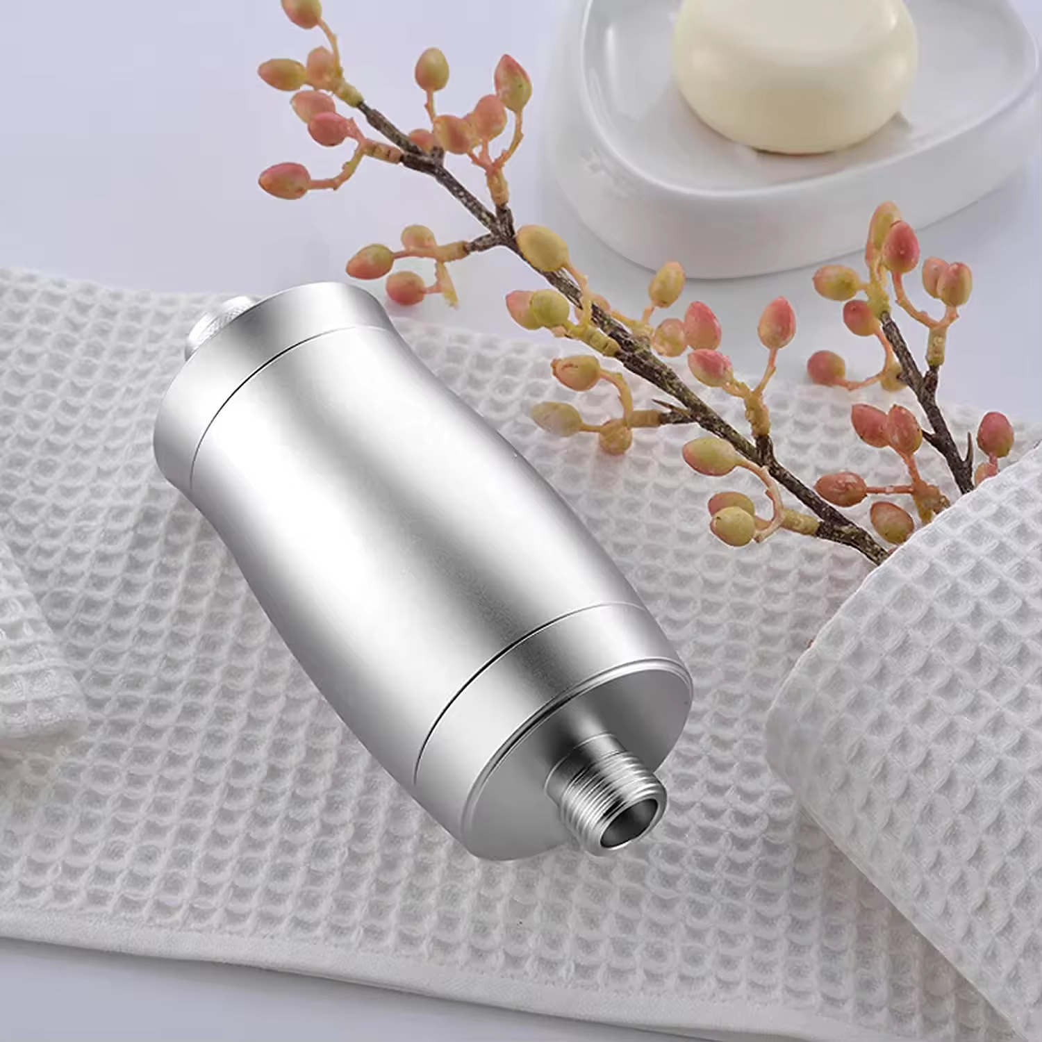 Filtro de ducha de material de aluminio desmontable y reemplazable filtro de ducha de flores multicapa pulverización purificadora de ducha