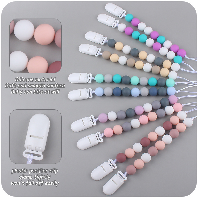 Suministros para bebés Cadena de chupete creativo bebé silicona mordedura molar anti-gota cadena dos conjuntos