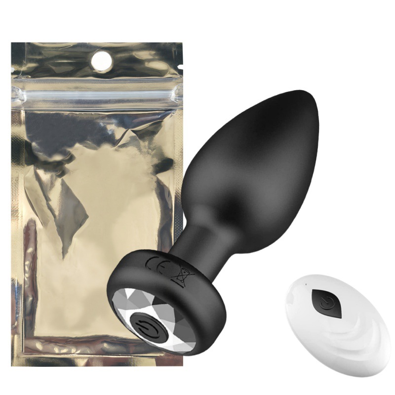 White diamond anal plug black (remote control version) bagged silver bottom