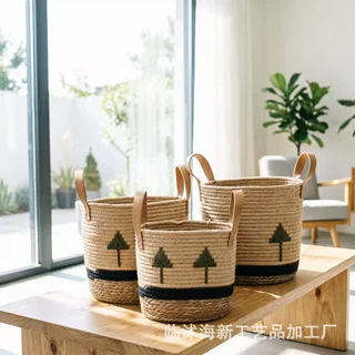 中古风脏衣篓棉绳编织玩具衣服收纳筐家用民宿酒店脏衣篮洗衣篮子
