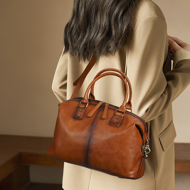 Women's Zipper Handbag First Layer Cowhide Adjustable Shoulder Bag Large Capacity Business Style Tote Bag Genuine Leather Women's Bag Women's Zipper Handbag First Layer Cowhide Adjustable Shoulder Bag Large Capacity Business Style Tote Bag Genuine Leather Women's Bag