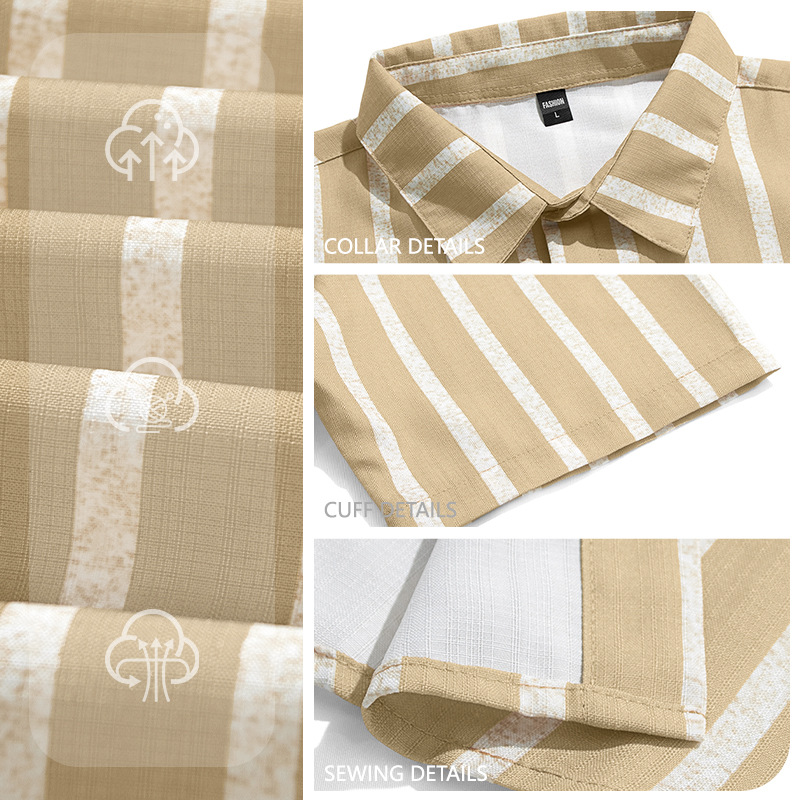 Amazon verano nuevo hombre con la solapa a rayas cardigan de manga corta americano gran camisa casual de comercio exterior camiseta hombre