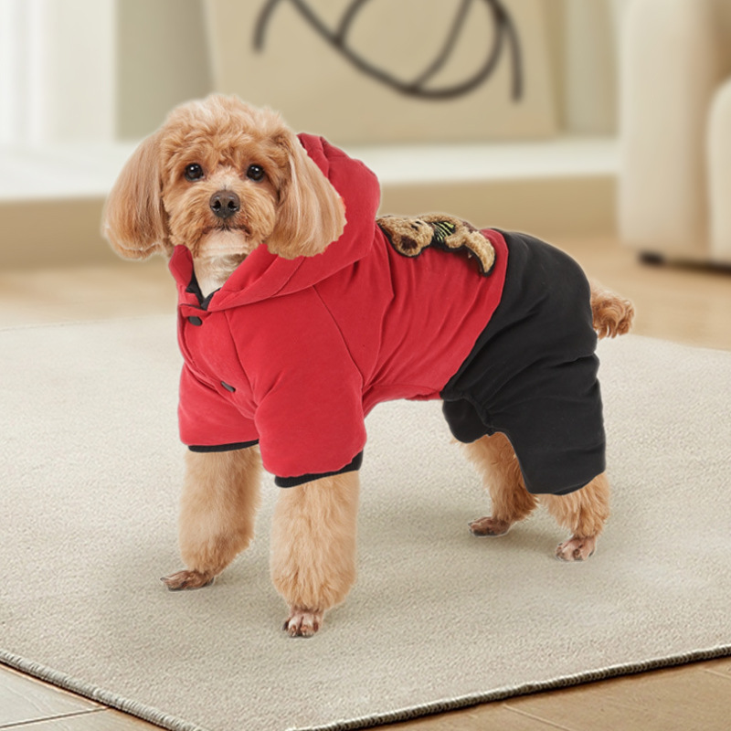 新款狗狗棉服四腳中小型犬加厚可牽引狗衣服寵物四腳棉衣寵物服飾
