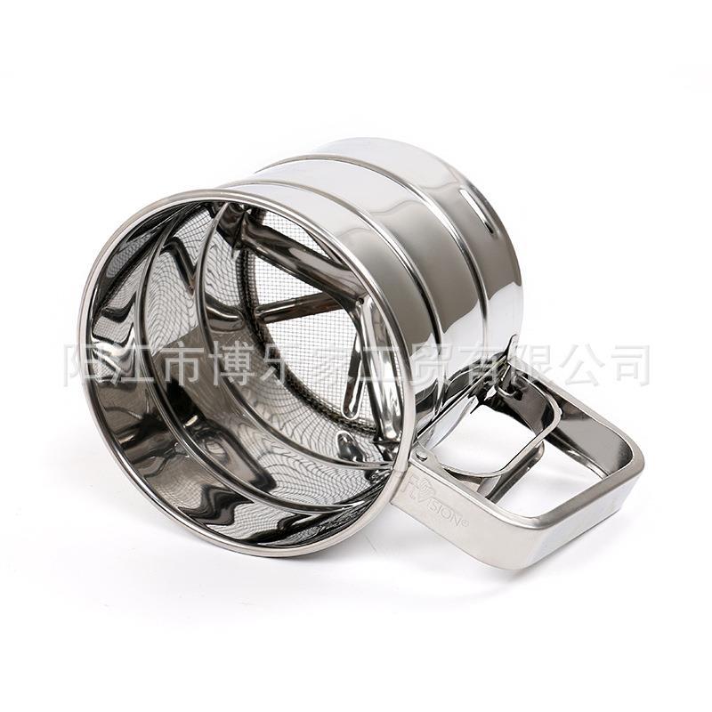 Tamiz de harina de acero inoxidable de mano de tamaño pequeño 24 DE MALLA tamiz de polvo semiautomático herramienta de cocción Filtro de tamiz de azúcar en polvo
