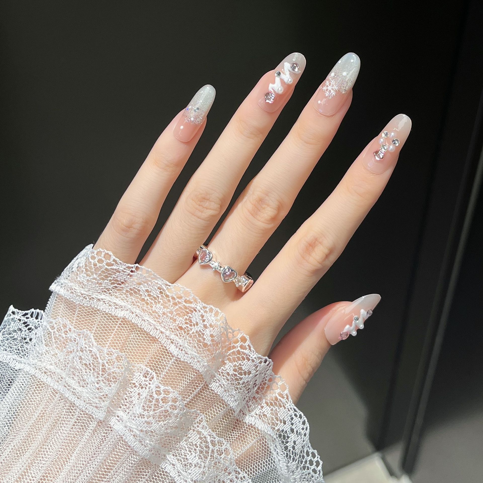 Manual puro de Navidad sensación de atmósfera de uñas parches de uñas adorables parches de uñas de Año Nuevo productos terminados