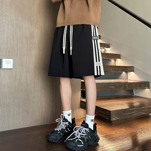 Ice silk quick-drying five-quarter pants summer casual shorts men's summer thin loose beach pants men's sports
