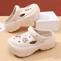 Новые кроссовки Little Cherry с дырочками для женщин, обувь на толстой подошве, летние внешние EVA носок пляжные сандалии, чтобы поднять настроение девушкам