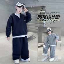 男孩的秋季连帽运动衫套装2025新的春季和秋季中大儿童服装秋706