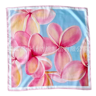 出口彩色时尚印花小手帕涤纶蚂蚁布花卉方巾头巾餐巾厂家定制logo