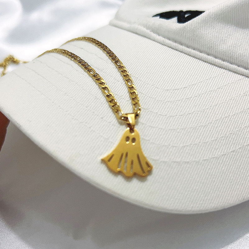 Holiday Occasion Wholesale Jewelry Streetwear Skull Stainless Steel Plating Pendant Necklace