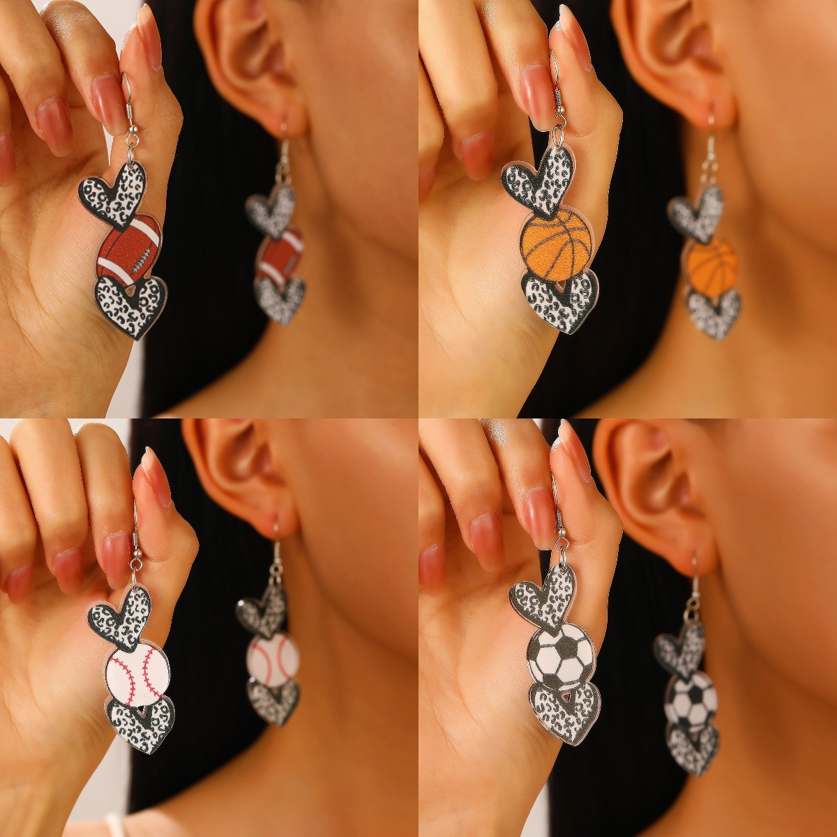 basketball football baseball volleyball acrylic earrings