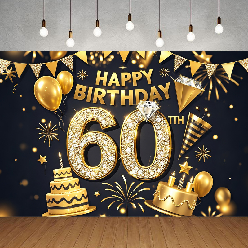 Nueva tela de fondo de feliz cumpleaños transfronteriza, carnaval de fiesta, serie principal de decoración de escenas, banner de cumpleaños