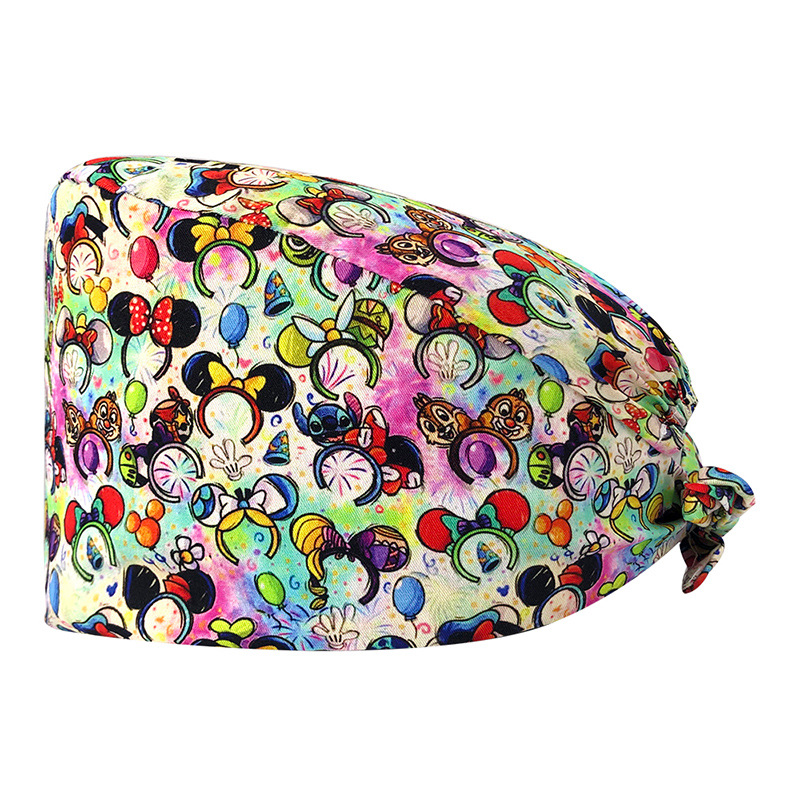 Venta caliente de Europa y América Mickey casquillo de la enfermera médico tapa de impresión de algodón puro sombrero de trabajo de exportación de comercio exterior en la acción al por mayor