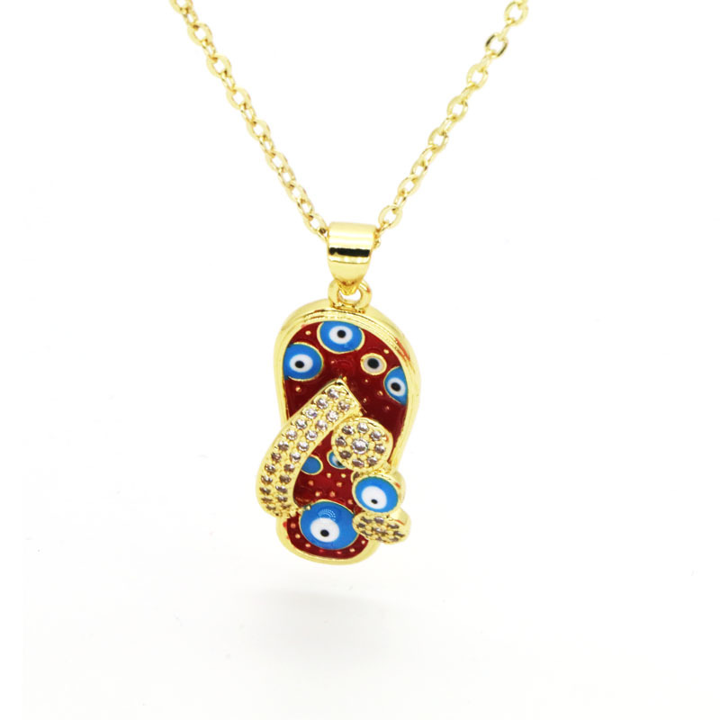 7g Weight 18K Gold Plated Plating Material Copper Pendant Material Zircon Inlay Material Pendant Necklace Classification Copper Chain Material cable chain Chain Type 1 Piece Quantity Holiday, Daily Occasion Copper Material Slippers Pattern Women's Gender Enamel, Inlay Design Casual, Simple Style Style Copper 18K Gold Plated Enamel Inlay Slippers Zircon Pendant Necklace 11