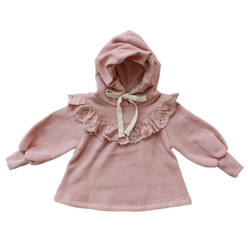 2024 Autumn and Winter Strawberry Shan Korean Style Children's Wear Children's Girls Fashionable Lace Hooded and Velvet Loose Sweatshirt