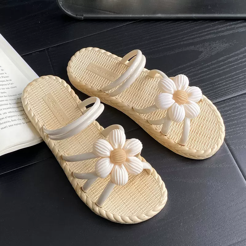 仙女凉拖鞋2025新款夏季平底一字拖室内居家仿草编拖鞋外穿海边鞋