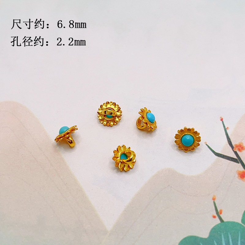 S925 Sterling Silver Gold-Plated Natural Turquoise Gourd-Shaped Fortune Bead DIY Jewelry Bracelet Pendant Spacer Bead Accessories