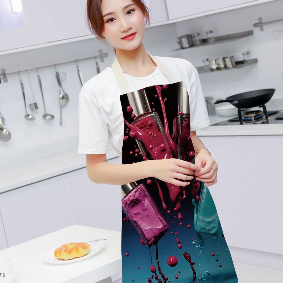Nueva serie de esmalte de uñas delantal casa cocina supermercado salón de uñas Halter delantal sin mangas logotipo imprimible