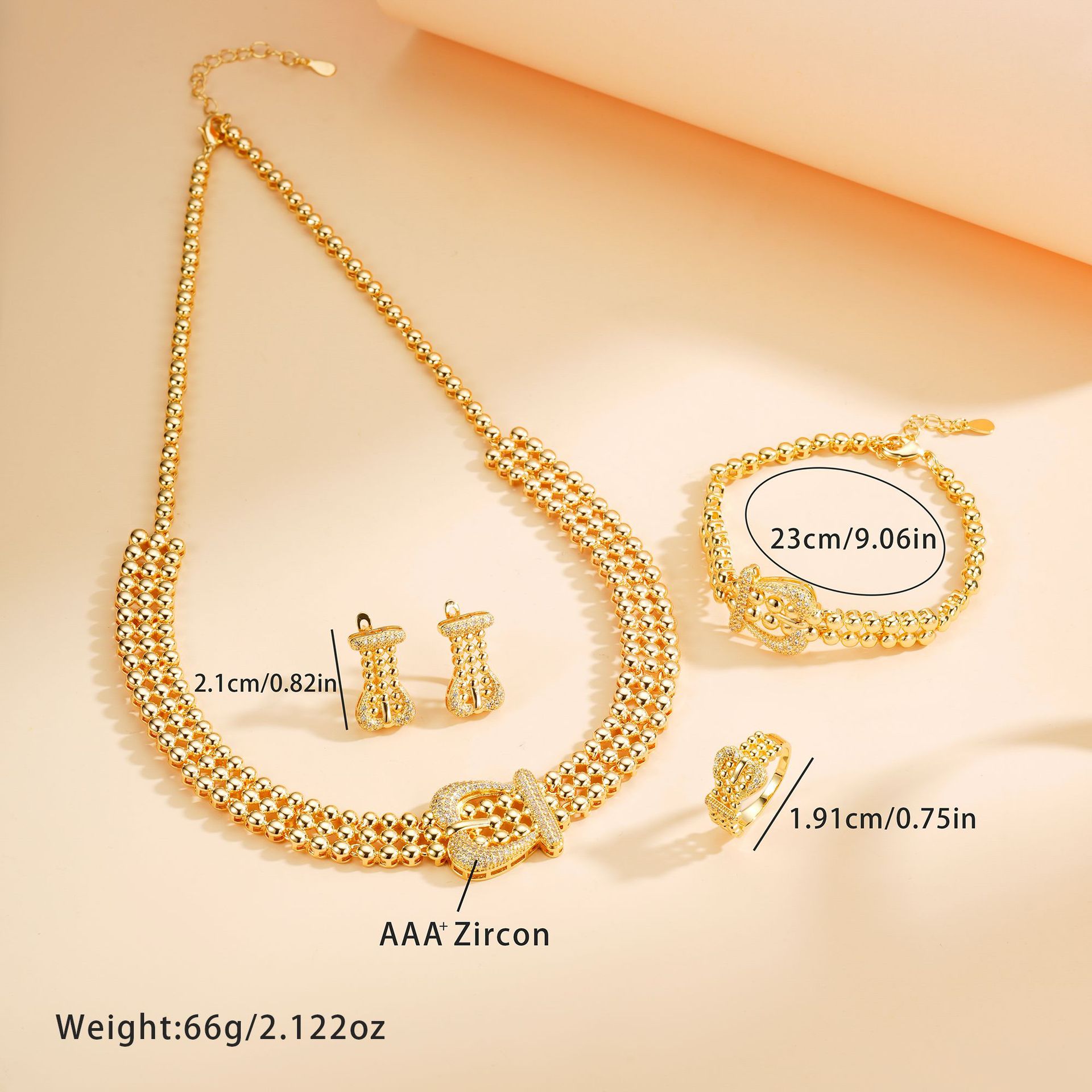 Joyería de moda de alta gama conjunto de collares pendientes pulseras anillo de cuatro piezas conjunto de lujo europeo y americano vestido de fiesta joyas