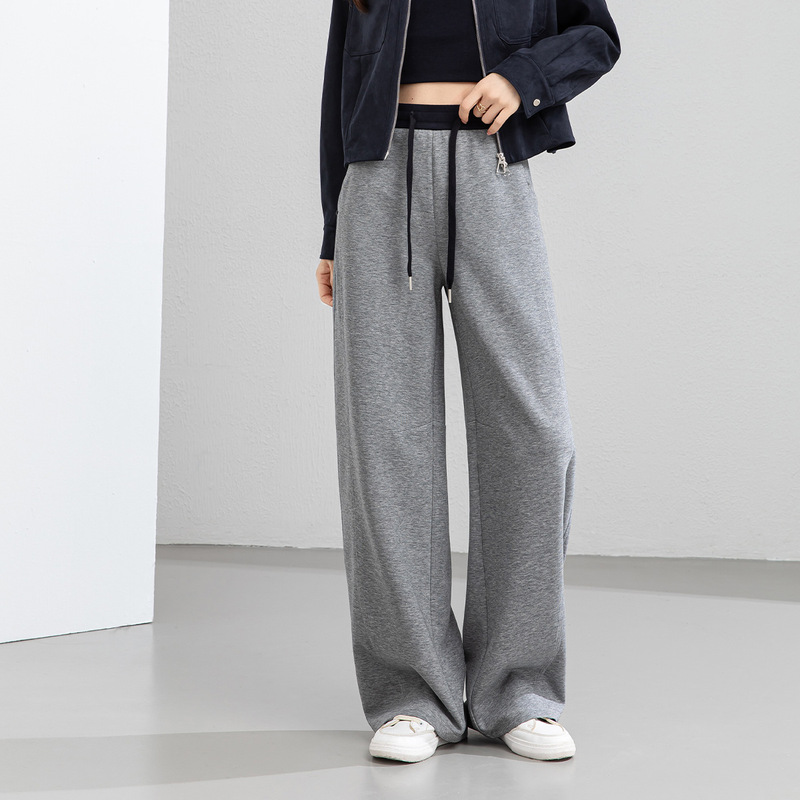 Xingge American-Style Cool and Stylish Gray Sweatpants for Women, Spring 2026 New Loose Fit Slimming Drawstring Curved Pants