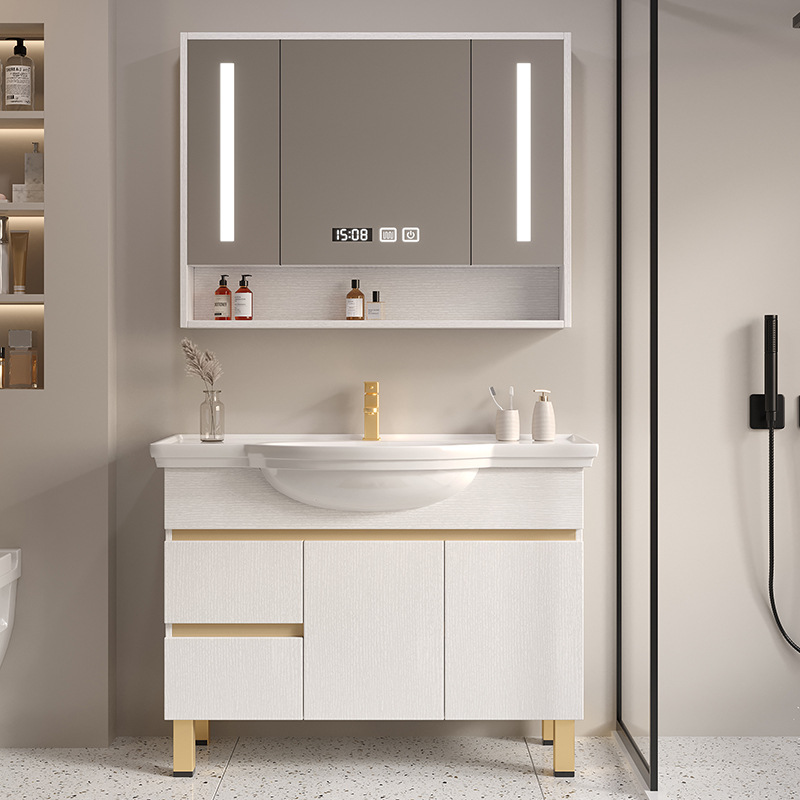 Washbasin Cabinet Combination Floor-Standing Large Belly Basin Washbasin Simple Washbasin Bathroom Cabinet Ultra-Narrow Waterproof Bathroom