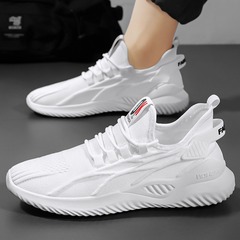 Knit Spring Mesh Airflow Men's Shoes 2025 New Style Versatile Casual Anti-Slip Sports White Coconut Trendy Shoes Deodorant