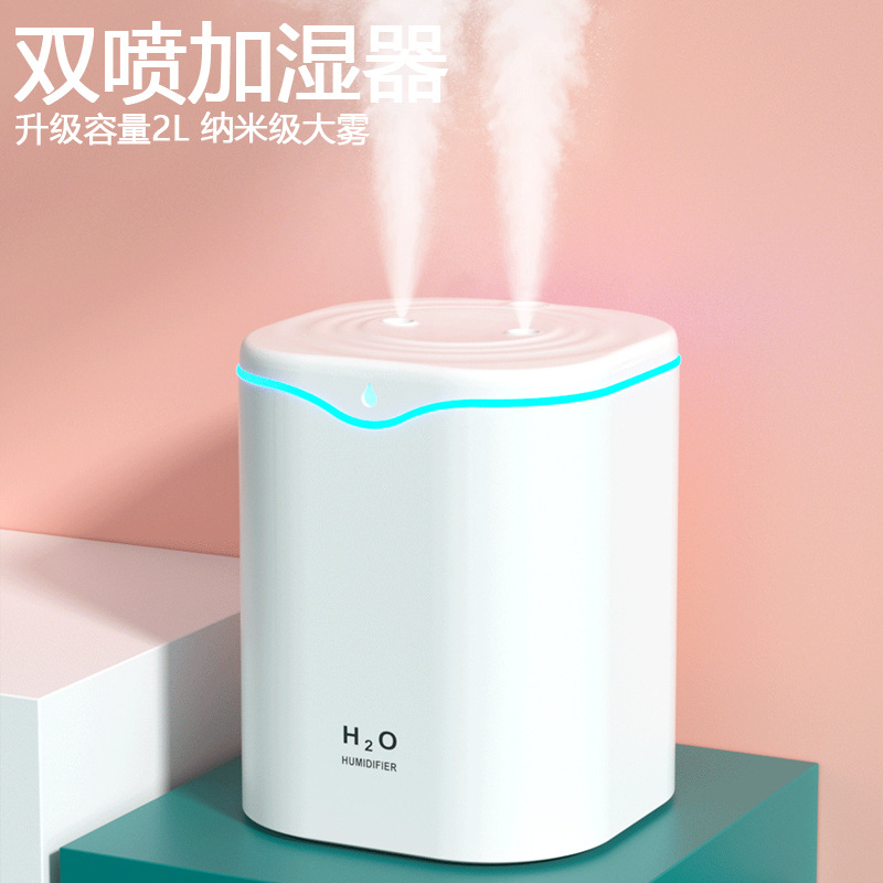 New Model Humidifier with Large Capacity, Customizable Logo, Dual Spray, Suitable for Bedroom and Home Use, Usb-Powered, Small Aromatherapy, Anti-Dry Burning