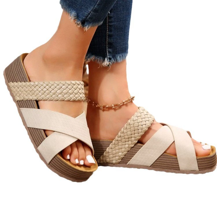 Slide for leisure, sandals platform, footwear, plus size, European style