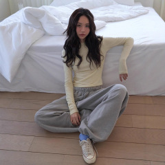 复古船领休闲修身显瘦长袖t恤上衣内搭辣妹纯欲百搭打底衫女早秋