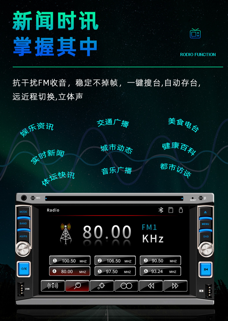 Cross-border 6.2-inch Universal central control screen reversing Image Wireless carplay car navigation car DVD player