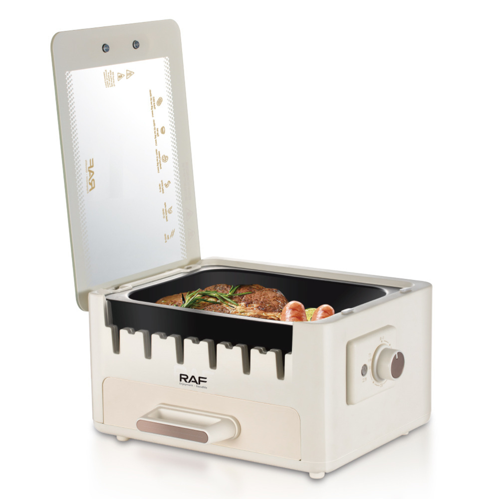 Máquina de brochetas estándar europea RAF olla de barbacoa doméstica giratoria automática multifuncional parrilla eléctrica interior máquina de barbacoa de humo ligero